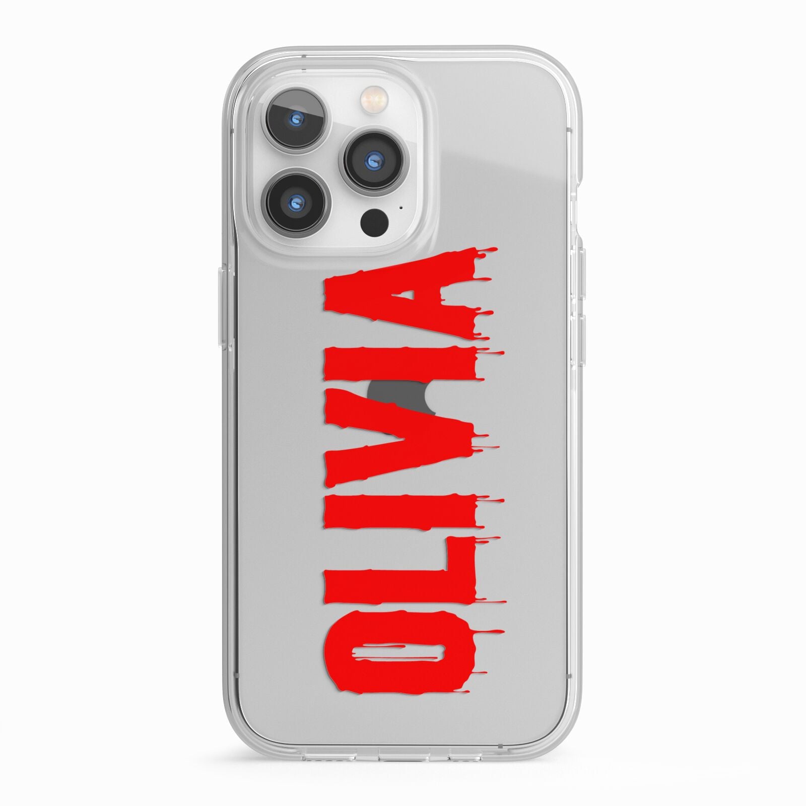 Customised Name Blood iPhone 13 Pro TPU Impact Case with White Edges