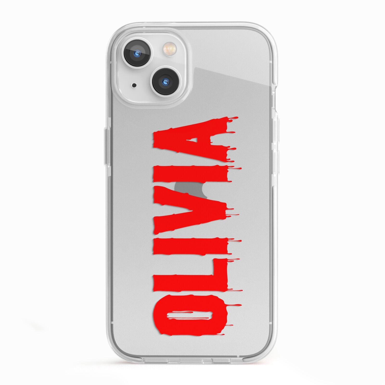 Customised Name Blood iPhone 13 TPU Impact Case with White Edges