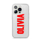 Customised Name Blood iPhone 14 Pro Clear Tough Case Silver