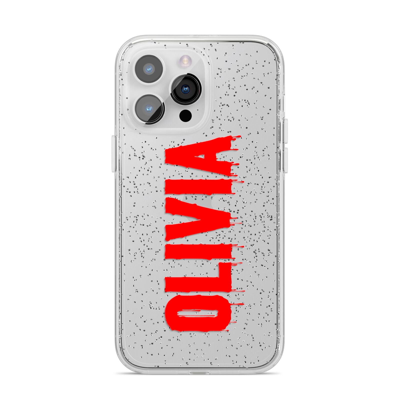Customised Name Blood iPhone 14 Pro Max Glitter Tough Case Silver