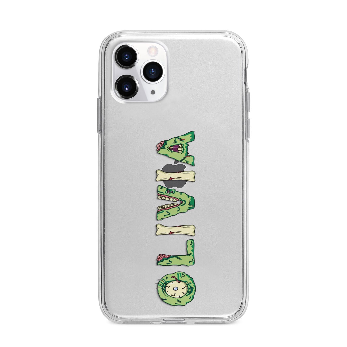 Customised Name Zombie Apple iPhone 11 Pro Max in Silver with Bumper Case