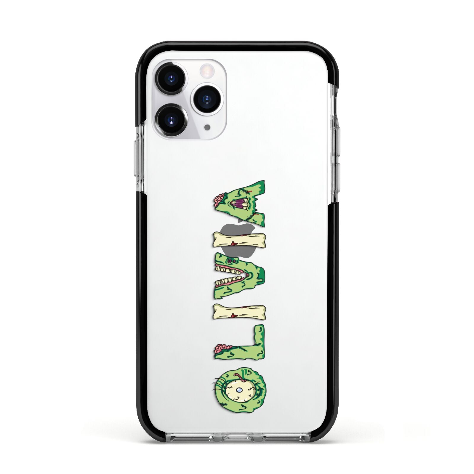 Customised Name Zombie Apple iPhone 11 Pro in Silver with Black Impact Case