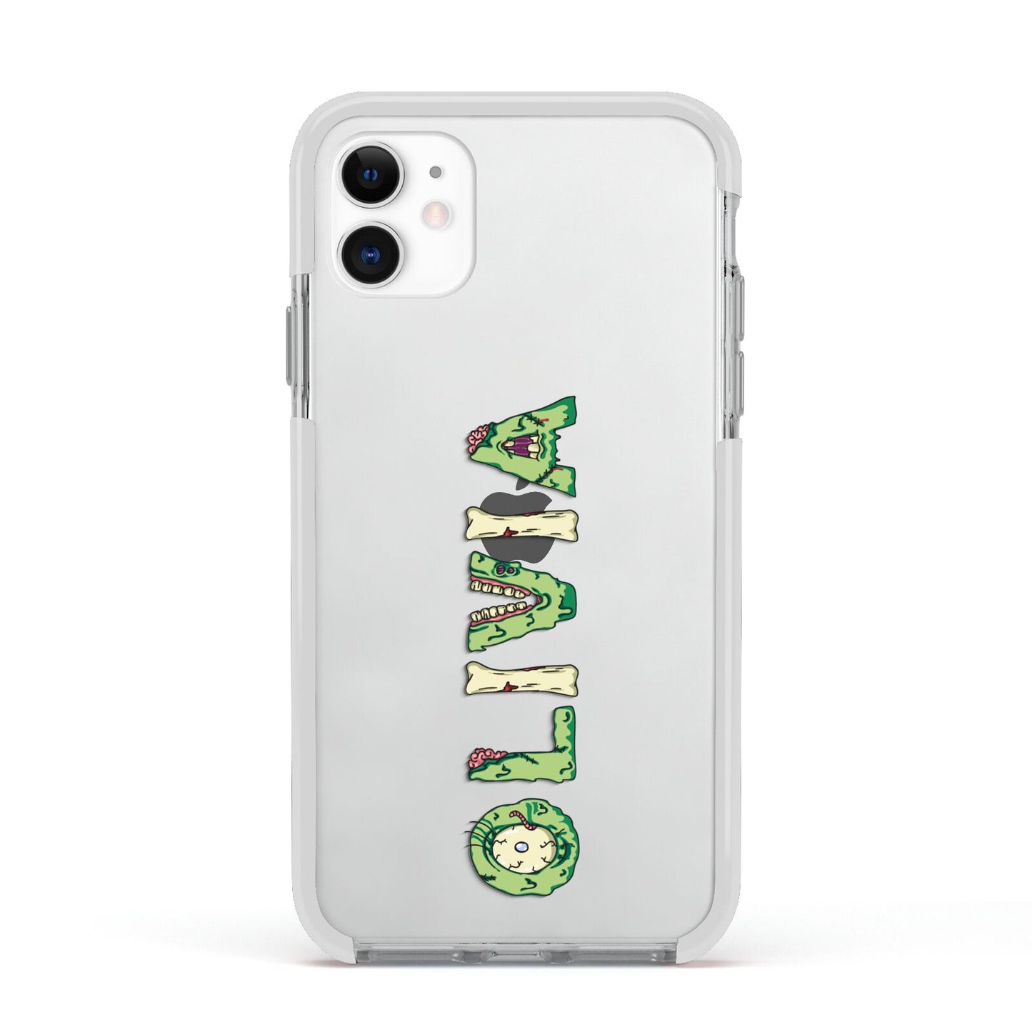 Customised Name Zombie Apple iPhone 11 in White with White Impact Case