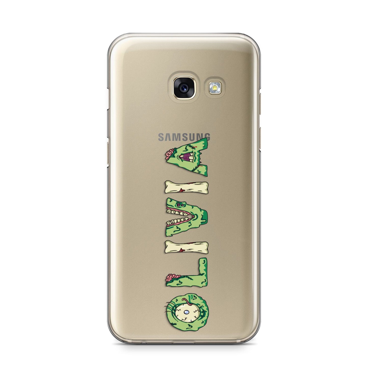 Customised Name Zombie Samsung Galaxy A3 2017 Case on gold phone