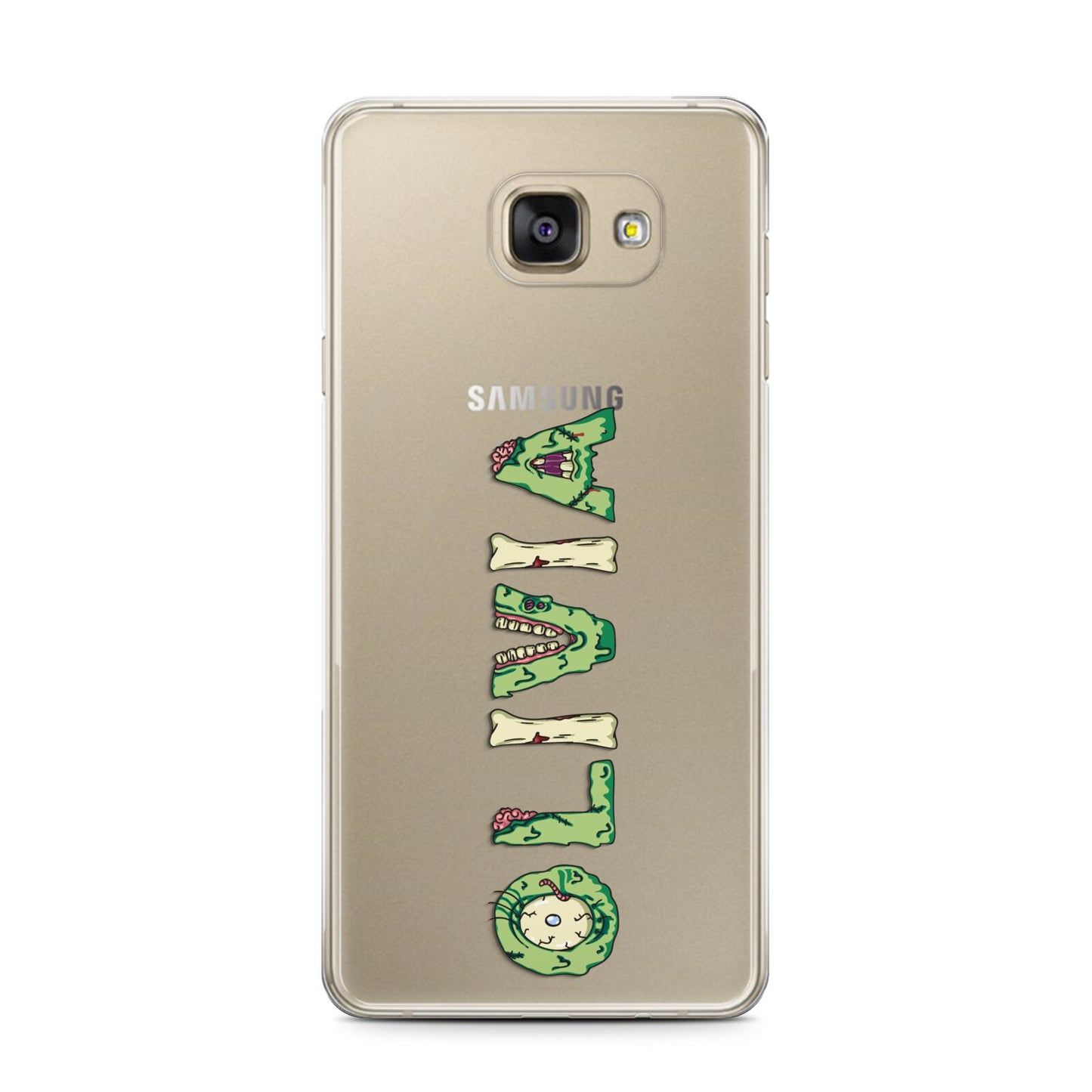 Customised Name Zombie Samsung Galaxy A7 2016 Case on gold phone
