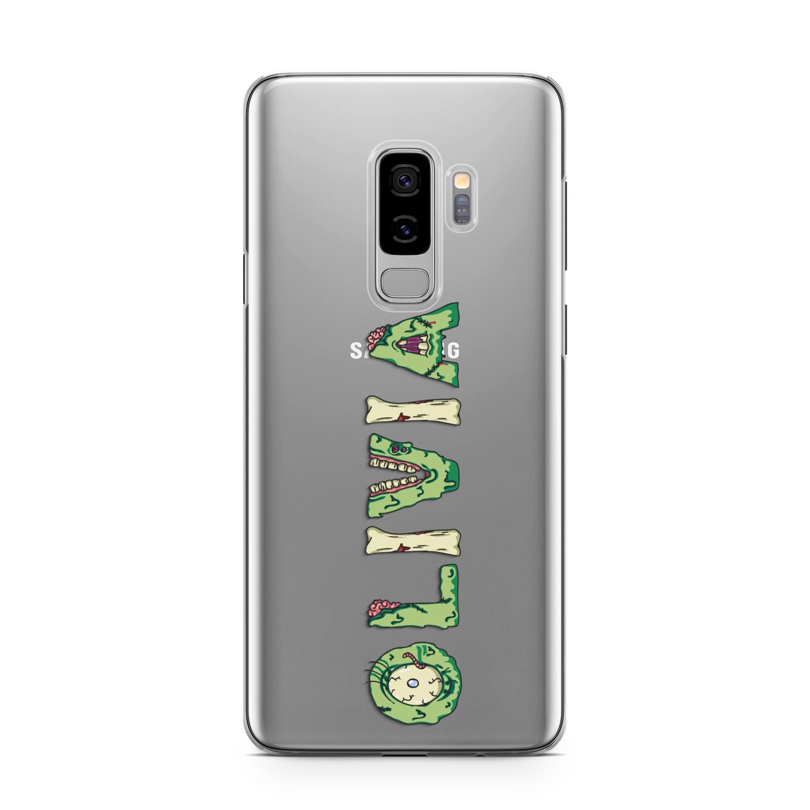 Customised Name Zombie Samsung Galaxy S9 Plus Case on Silver phone