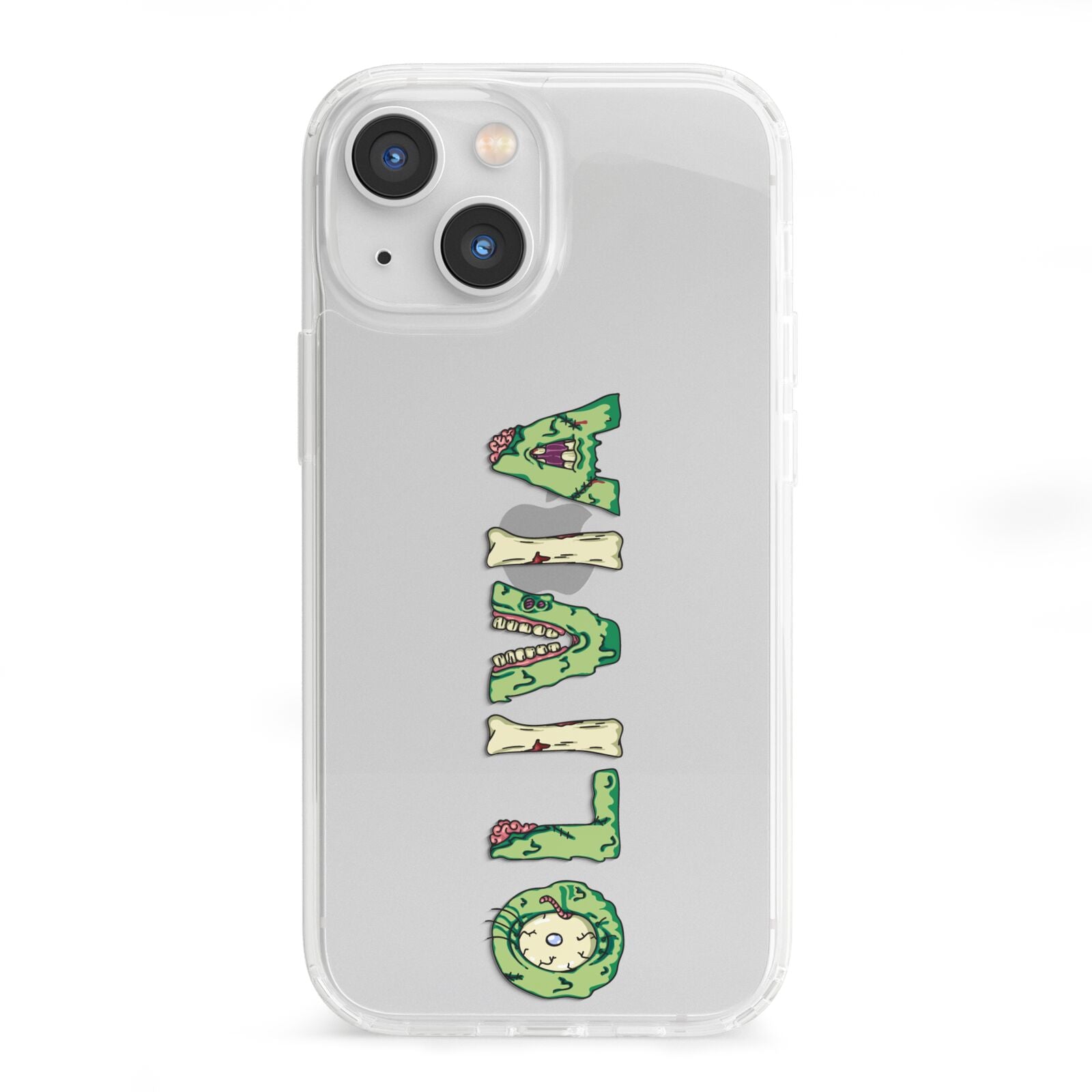 Customised Name Zombie iPhone 13 Mini Clear Bumper Case