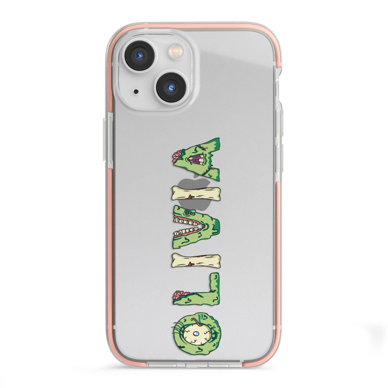 Customised Name Zombie iPhone 13 Mini TPU Impact Case with Pink Edges