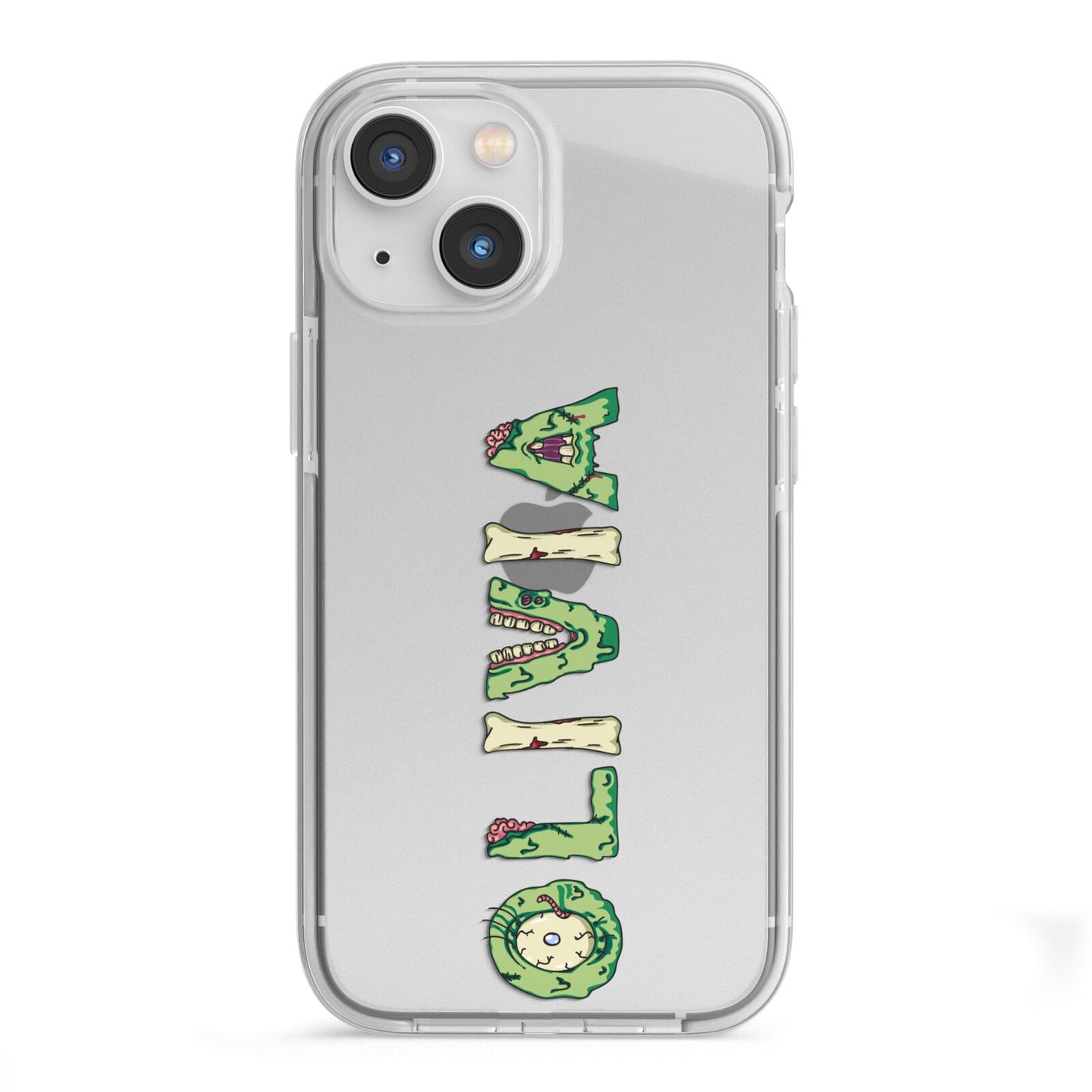 Customised Name Zombie iPhone 13 Mini TPU Impact Case with White Edges