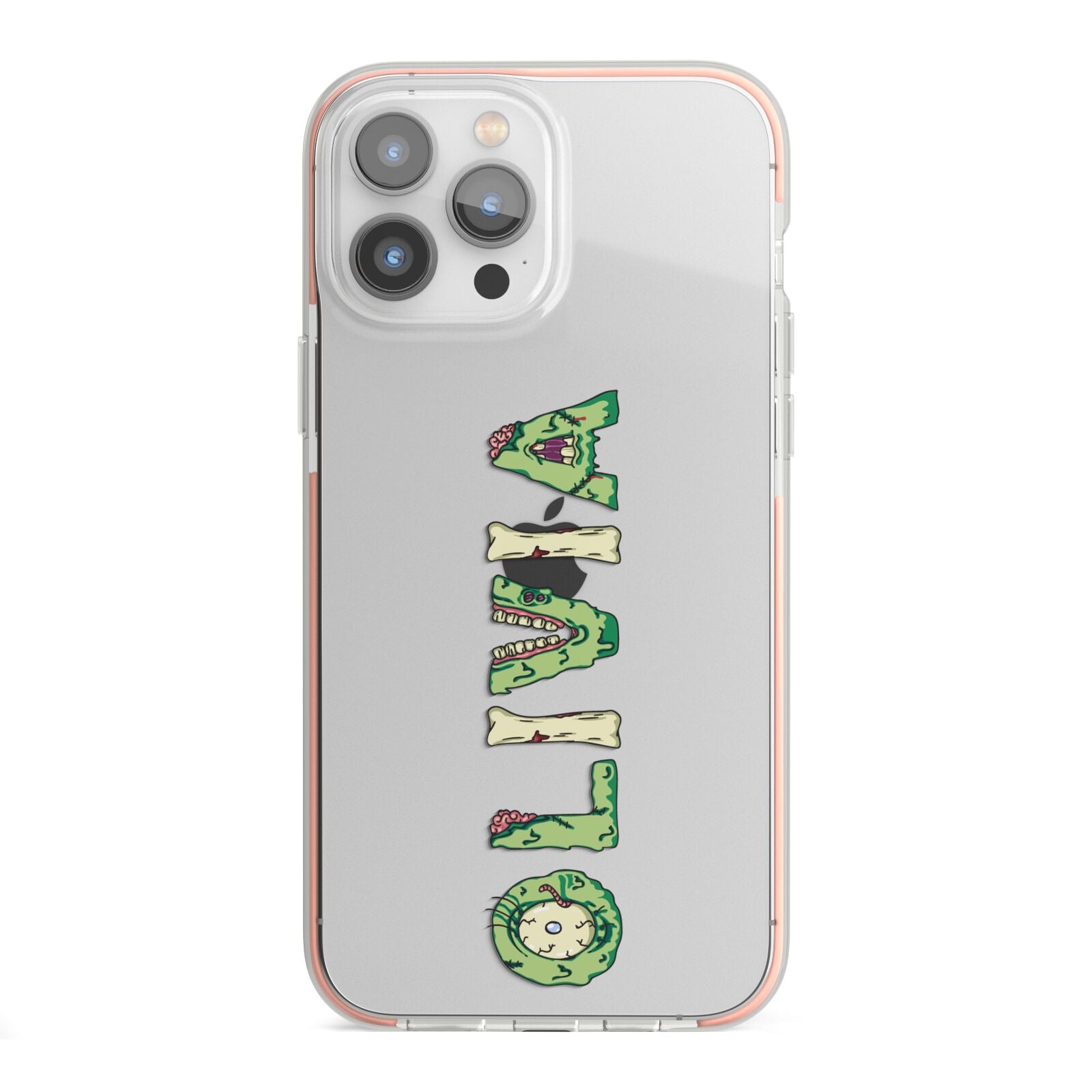 Customised Name Zombie iPhone 13 Pro Max TPU Impact Case with Pink Edges