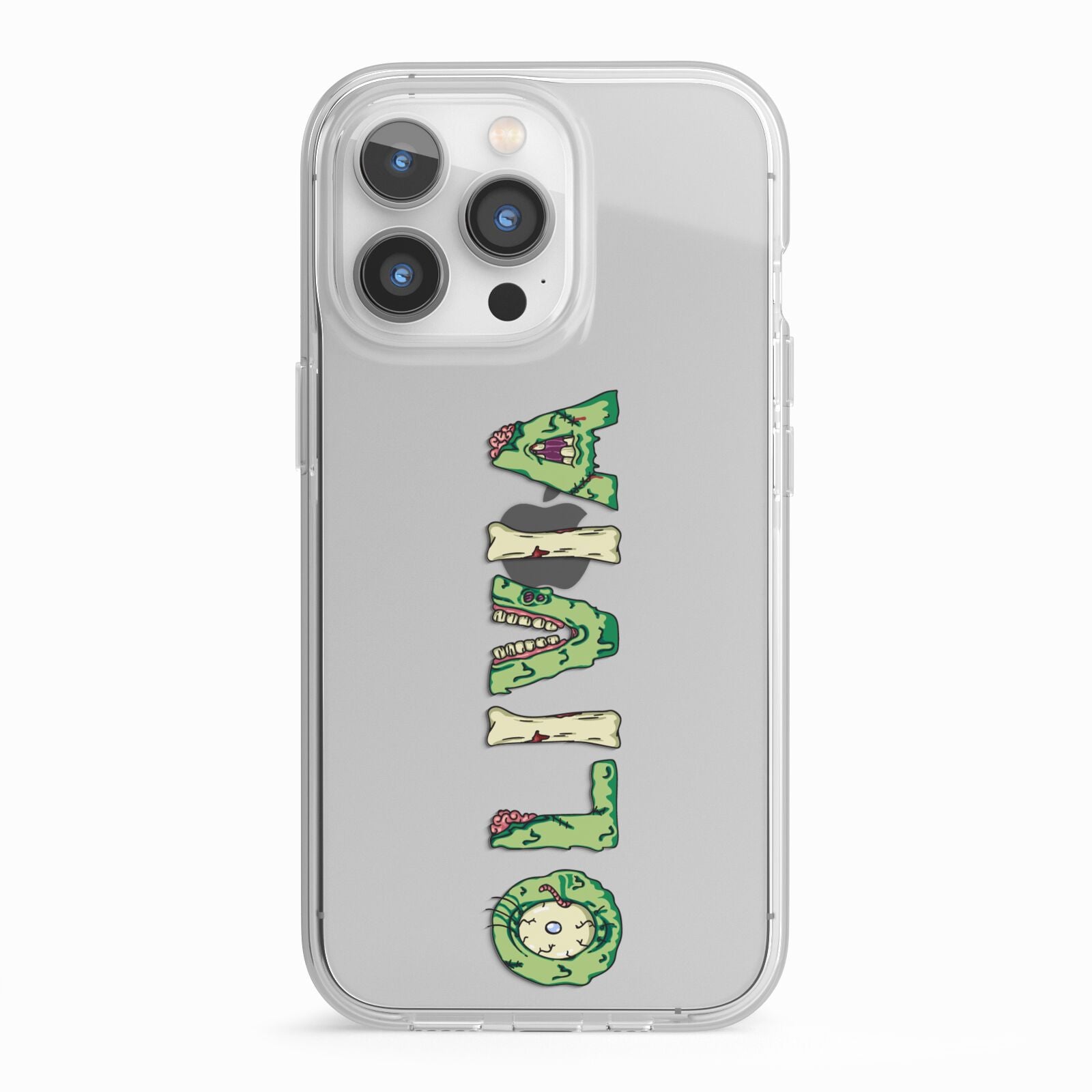 Customised Name Zombie iPhone 13 Pro TPU Impact Case with White Edges