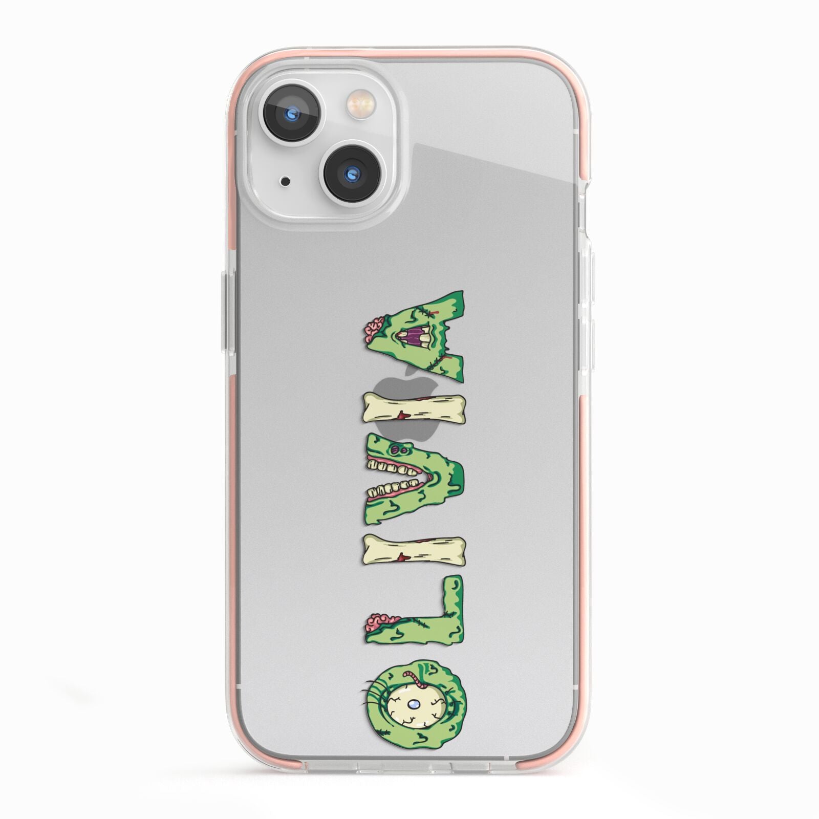 Customised Name Zombie iPhone 13 TPU Impact Case with Pink Edges