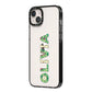Customised Name Zombie iPhone 14 Plus Black Impact Case Side Angle on Silver phone