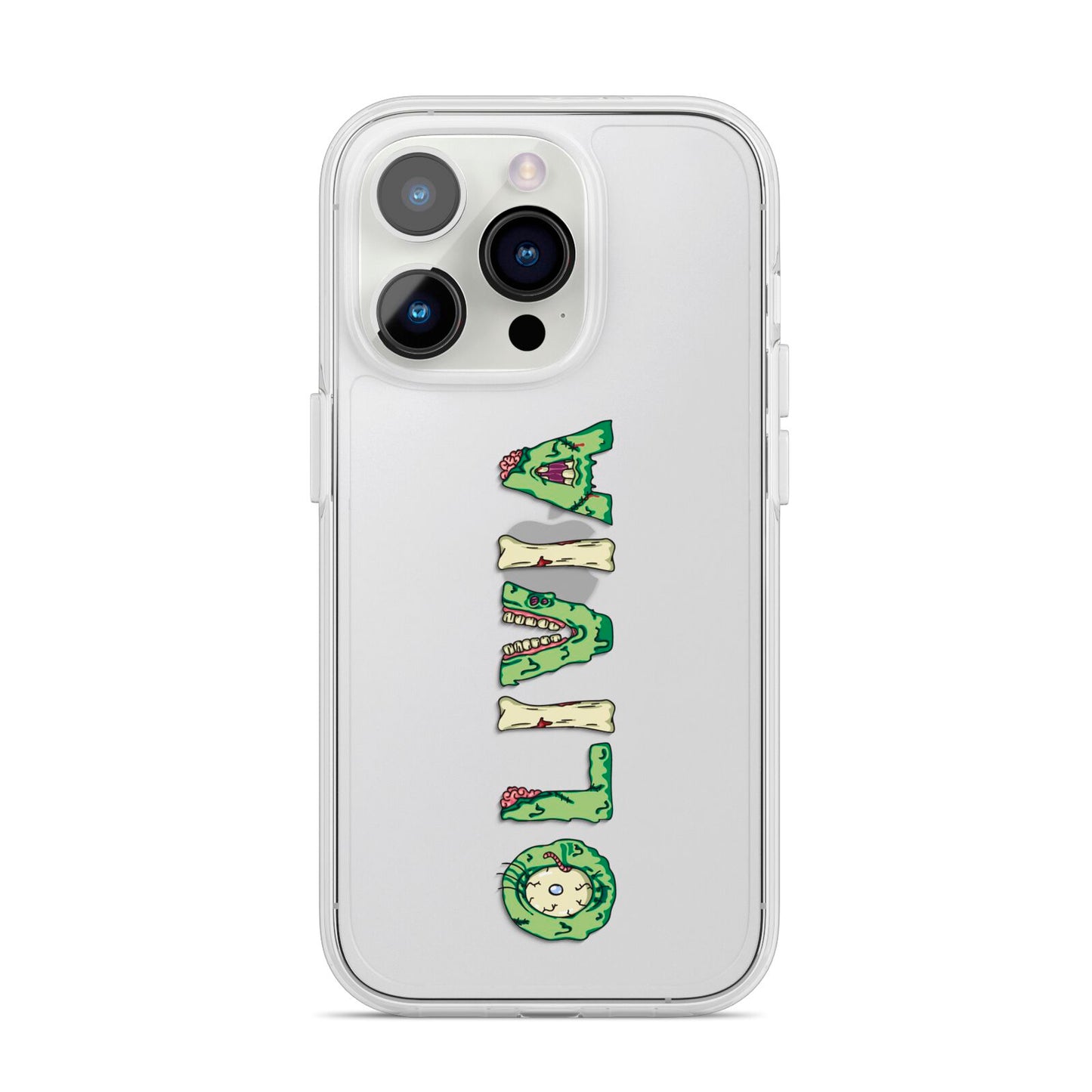 Customised Name Zombie iPhone 14 Pro Clear Tough Case Silver