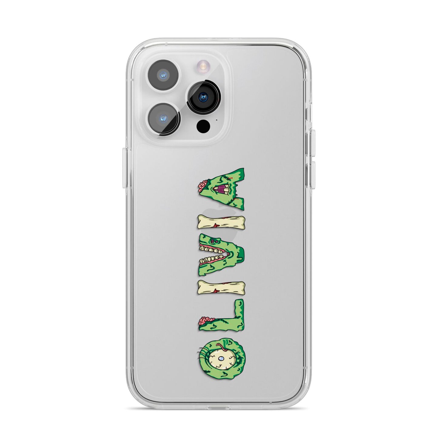 Customised Name Zombie iPhone 14 Pro Max Clear Tough Case Silver