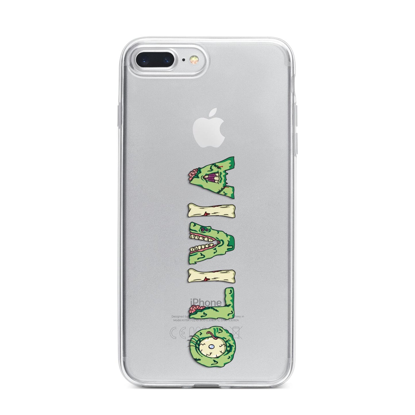 Customised Name Zombie iPhone 7 Plus Bumper Case on Silver iPhone