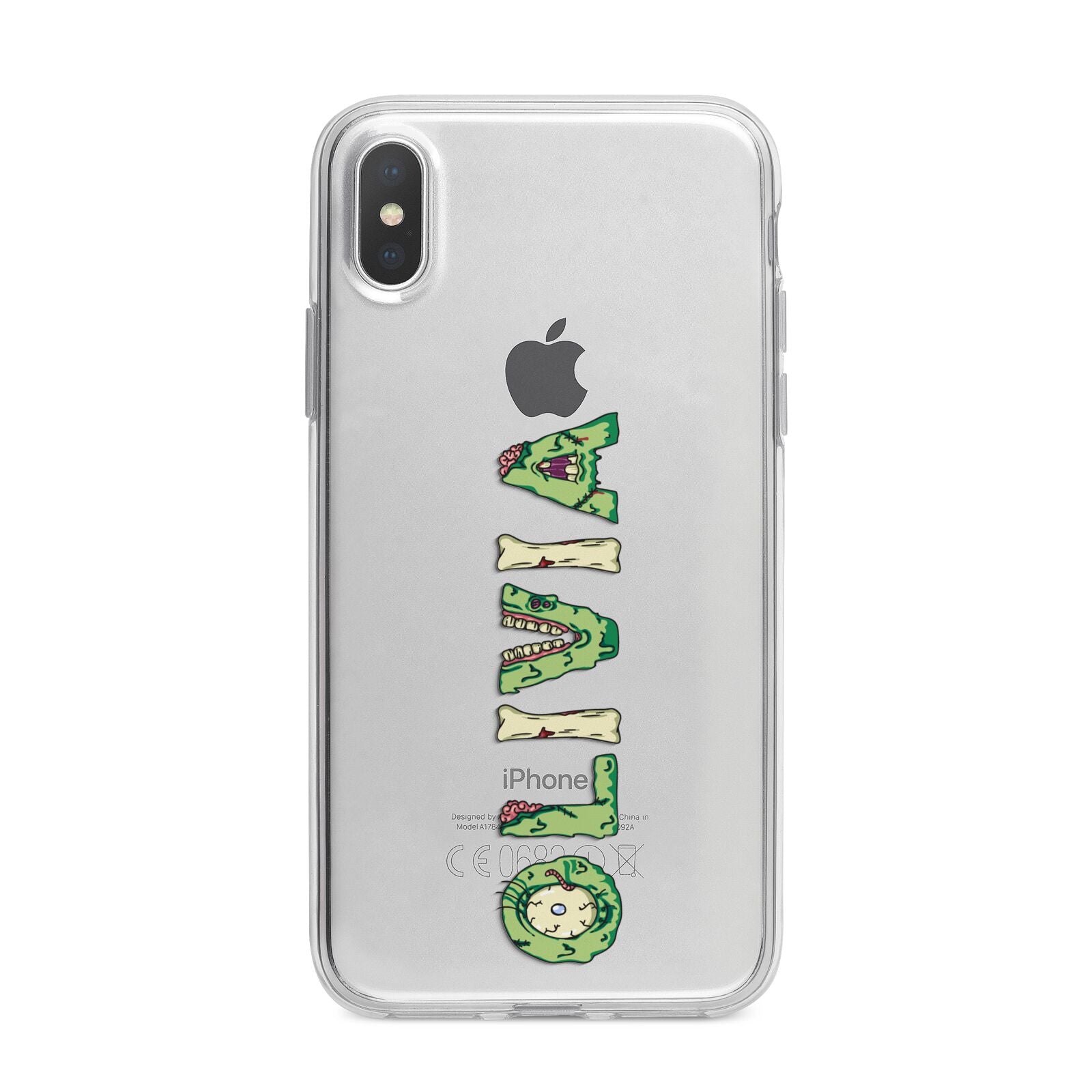 Customised Name Zombie iPhone X Bumper Case on Silver iPhone Alternative Image 1