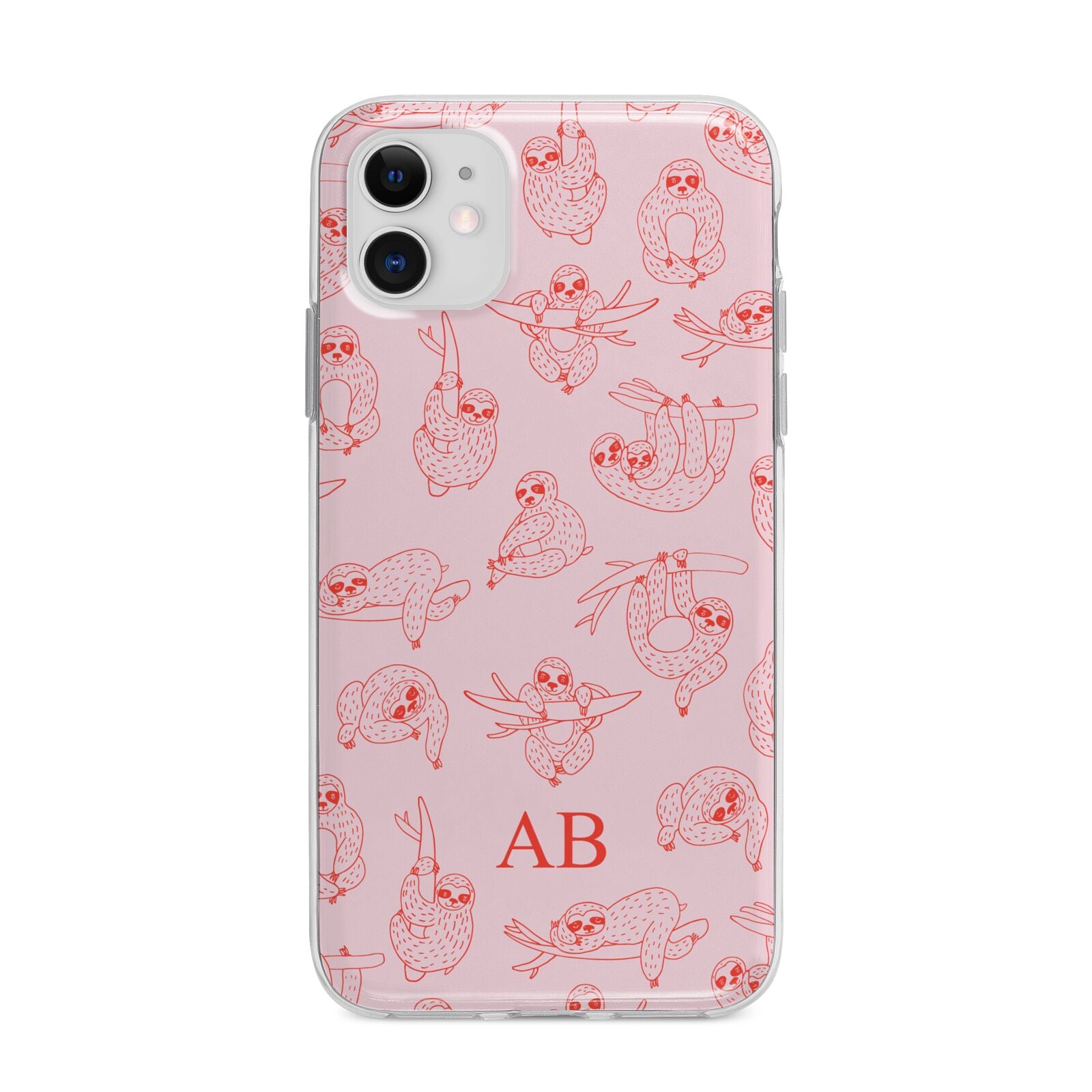 Customised Sloth Apple iPhone 11 in White with Bumper Case
