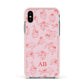 Customised Sloth Apple iPhone Xs Impact Case Pink Edge on Silver Phone