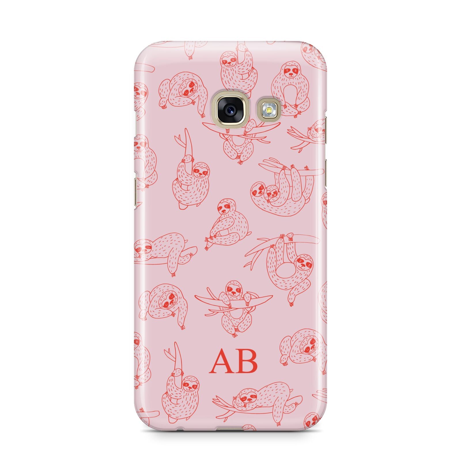 Customised Sloth Samsung Galaxy A3 2017 Case on gold phone