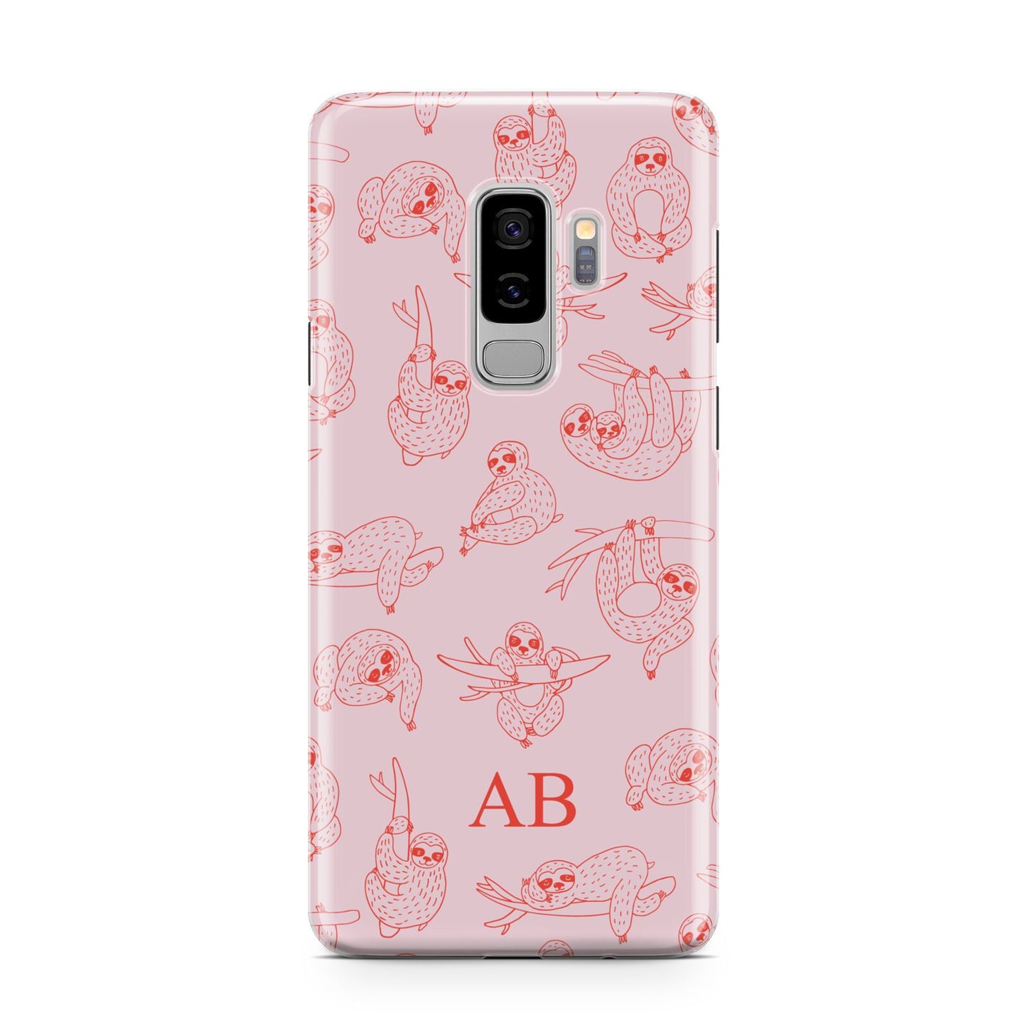 Customised Sloth Samsung Galaxy S9 Plus Case on Silver phone