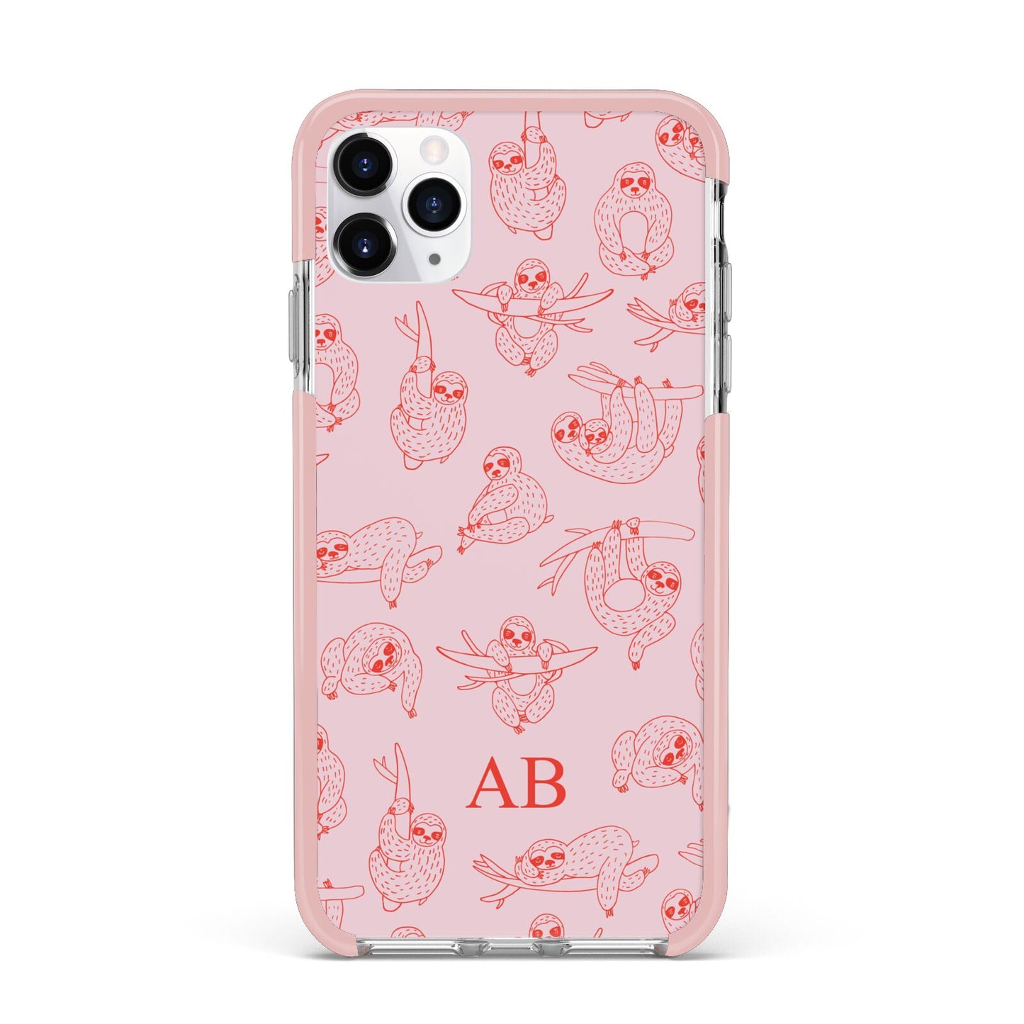 Customised Sloth iPhone 11 Pro Max Impact Pink Edge Case