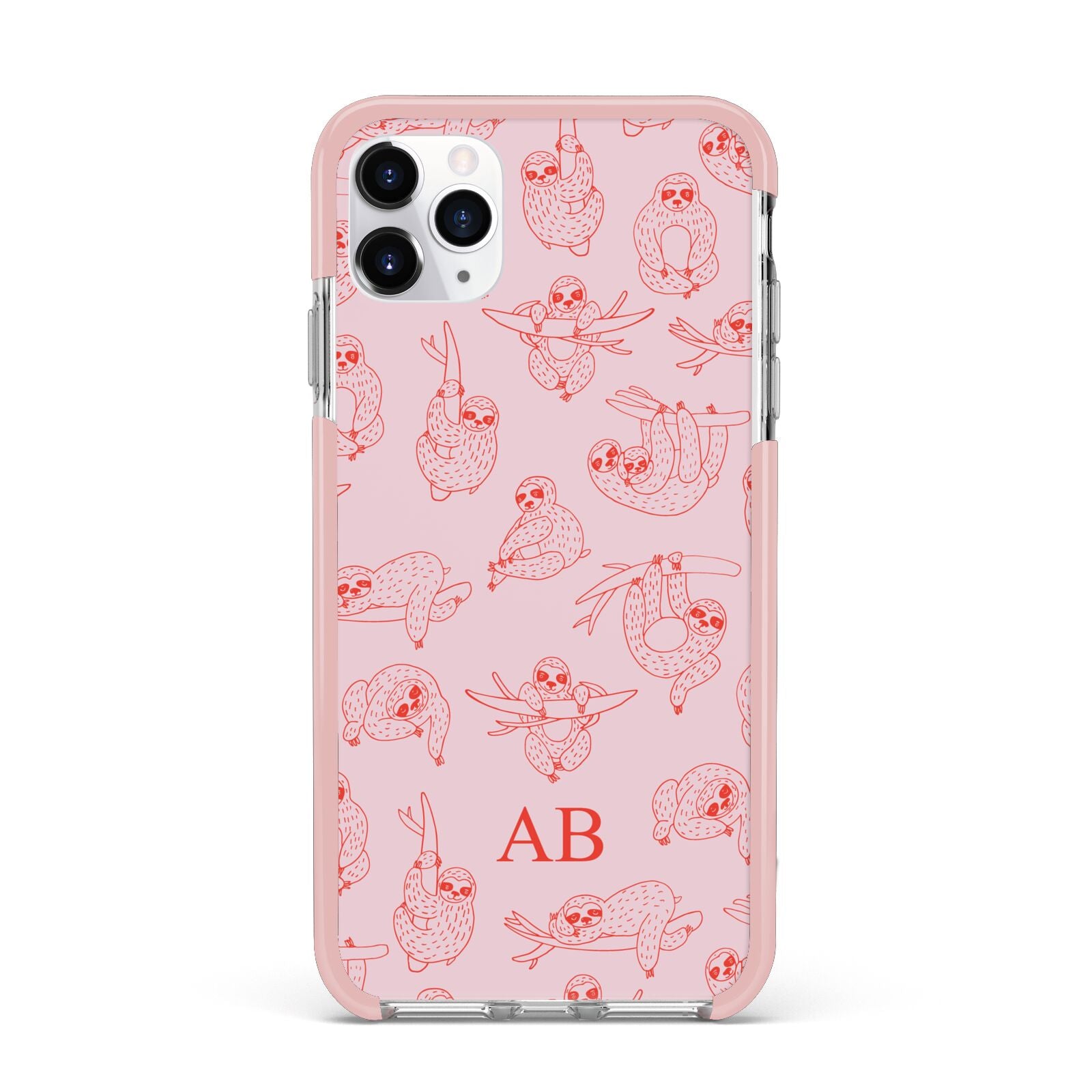 Customised Sloth iPhone 11 Pro Max Impact Pink Edge Case