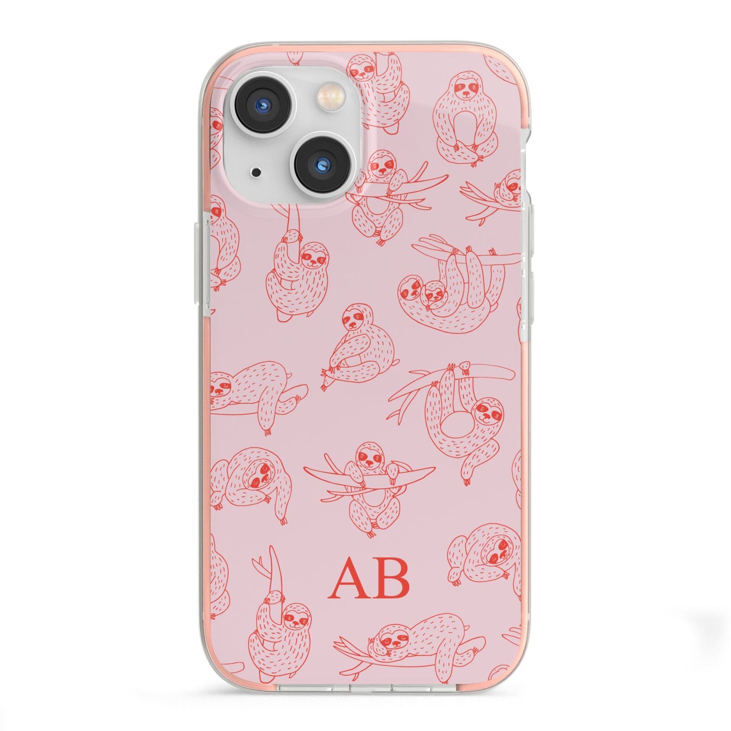 Customised Sloth iPhone 13 Mini TPU Impact Case with Pink Edges
