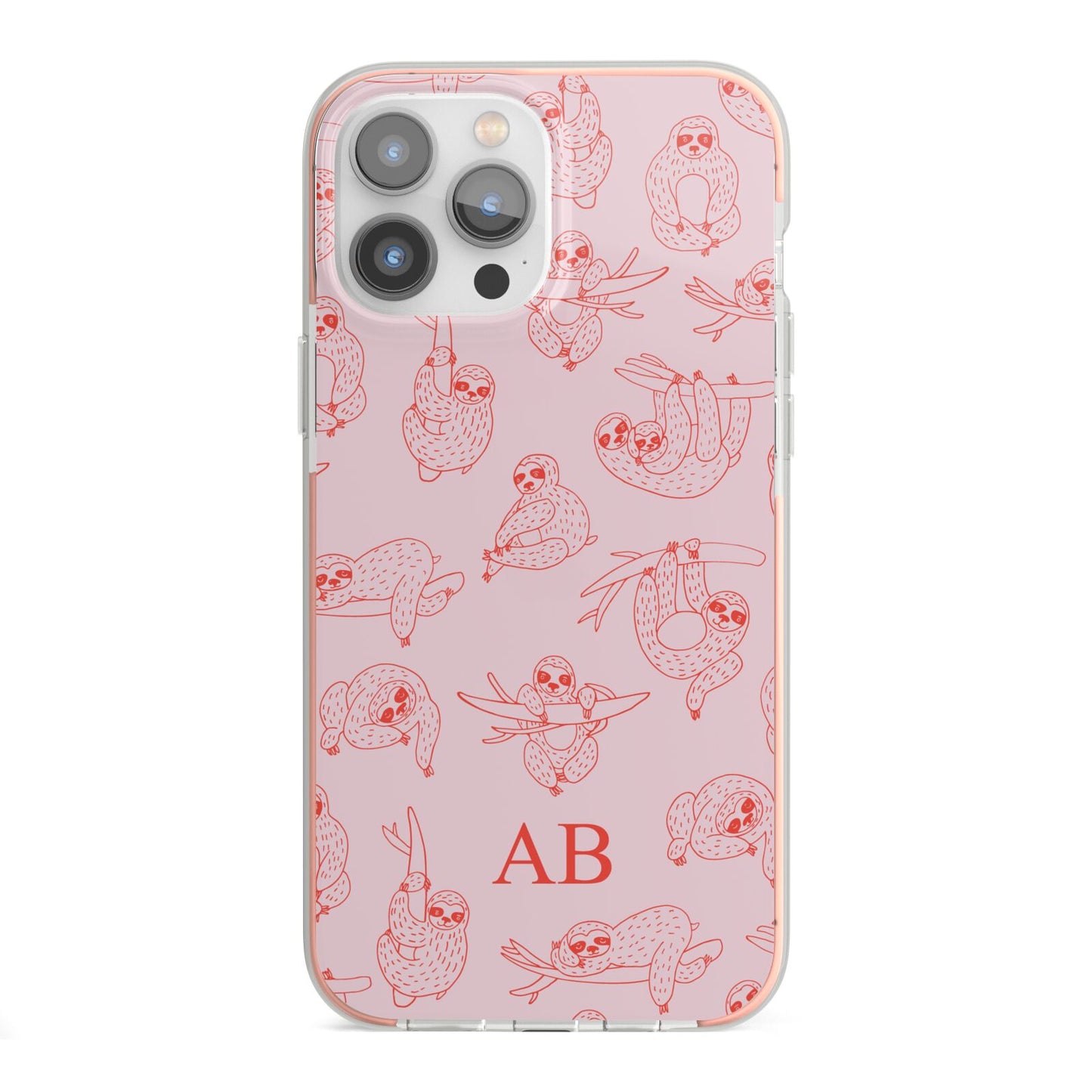 Customised Sloth iPhone 13 Pro Max TPU Impact Case with Pink Edges