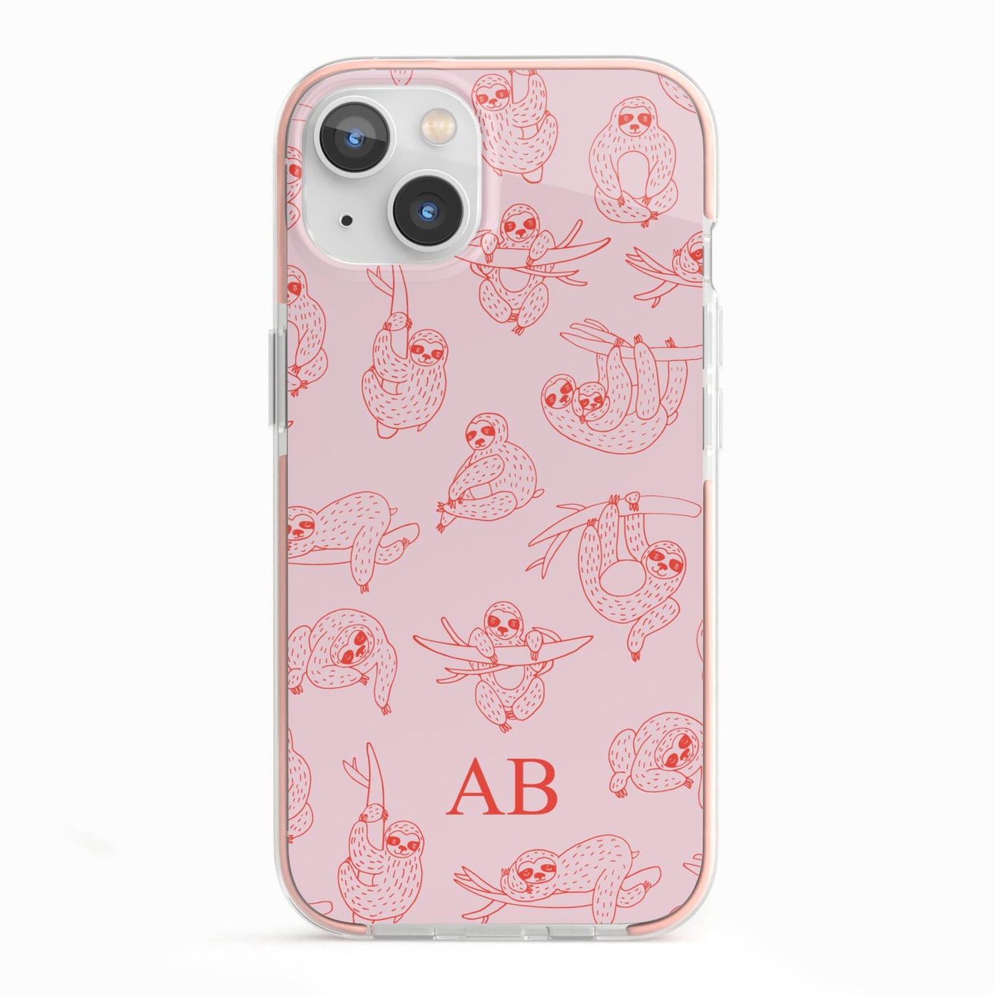 Customised Sloth iPhone 13 TPU Impact Case with Pink Edges