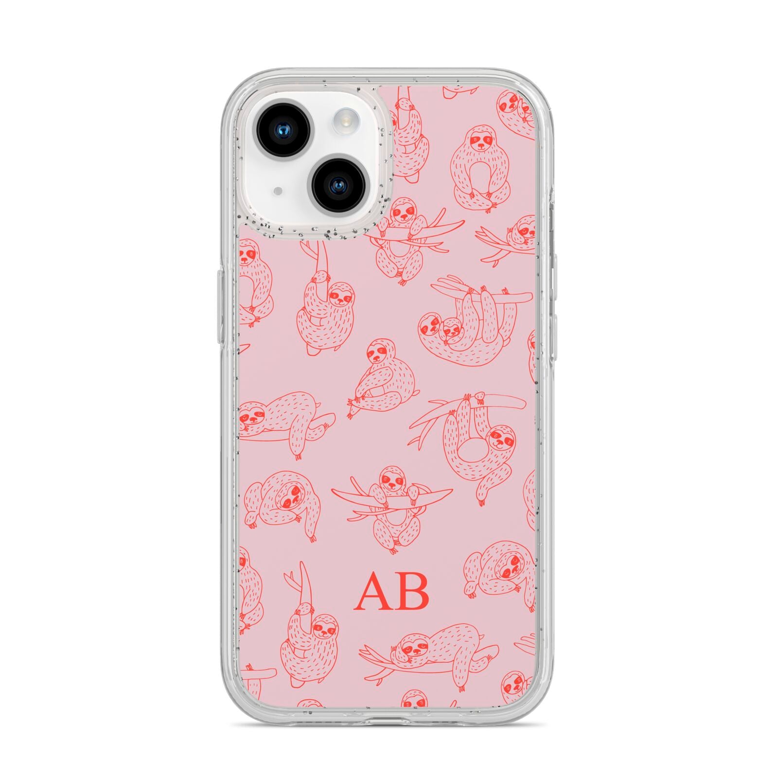Customised Sloth iPhone 14 Glitter Tough Case Starlight