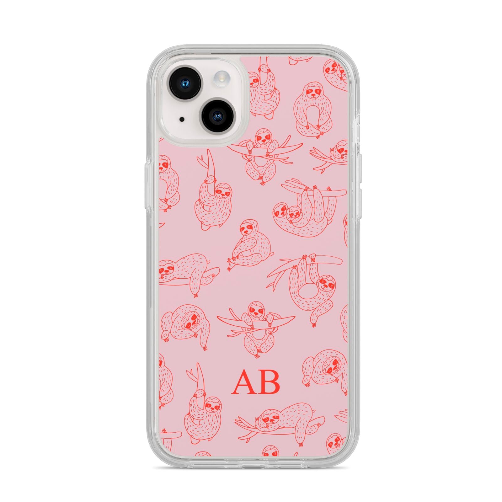 Customised Sloth iPhone 14 Plus Clear Tough Case Starlight