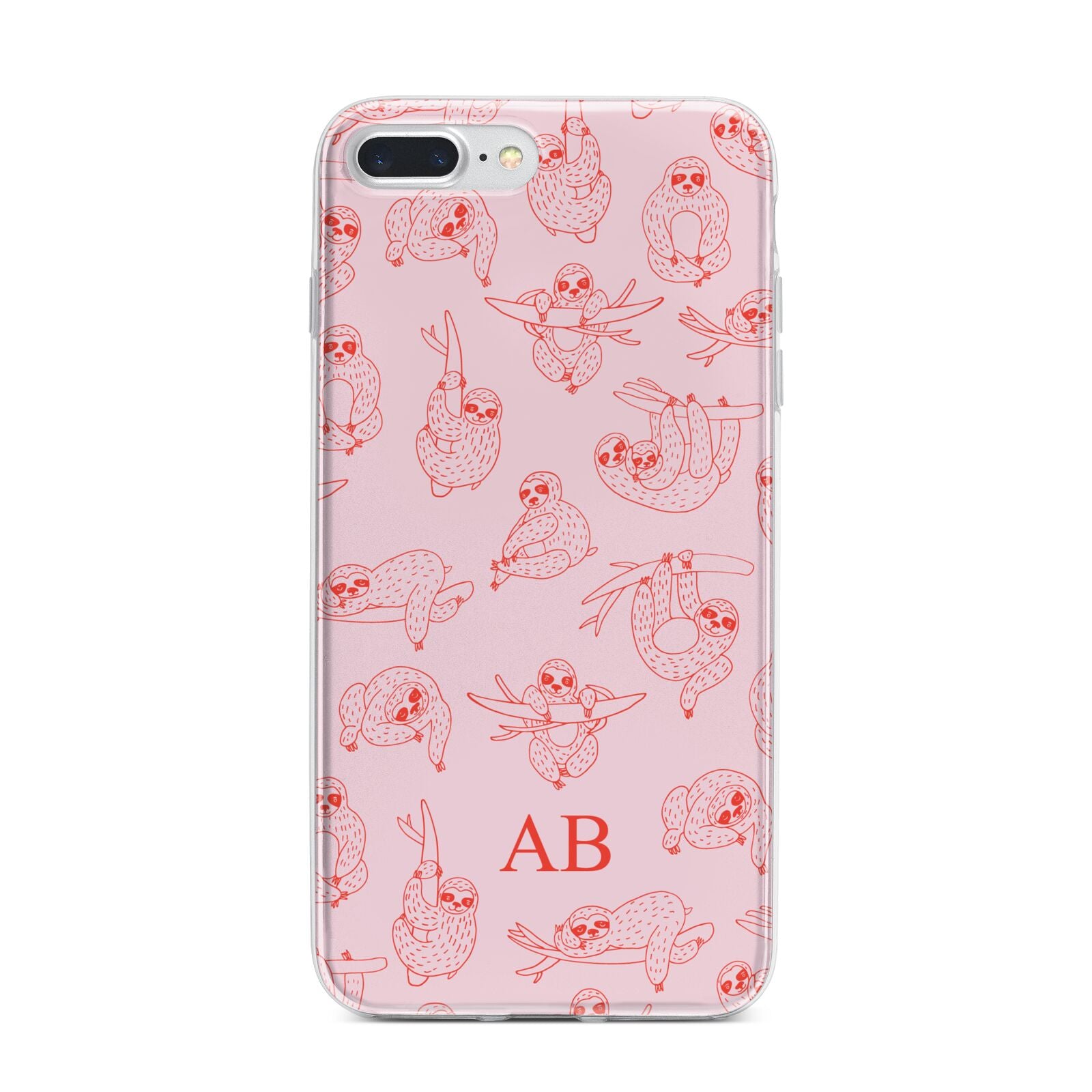 Customised Sloth iPhone 7 Plus Bumper Case on Silver iPhone