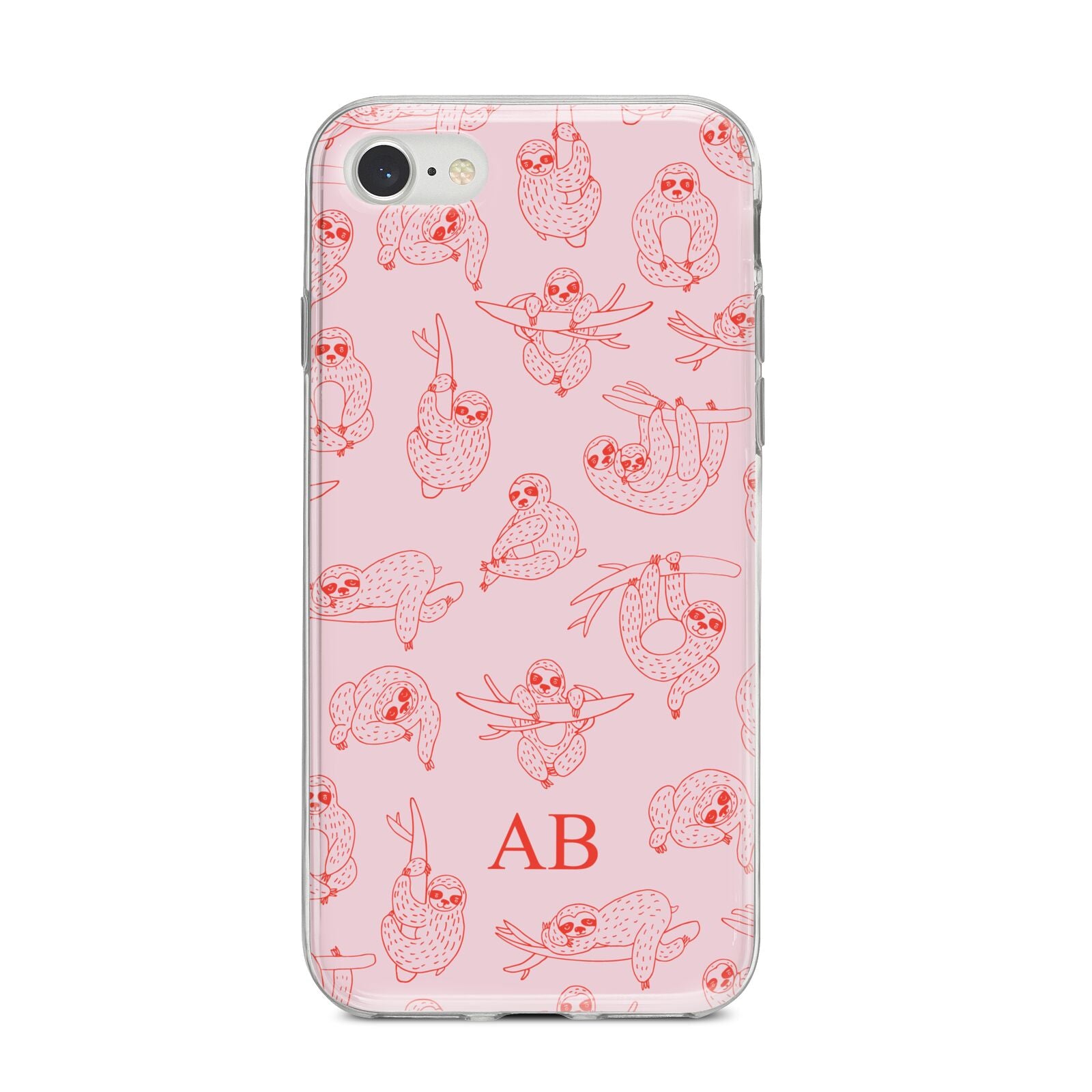 Customised Sloth iPhone 8 Bumper Case on Silver iPhone