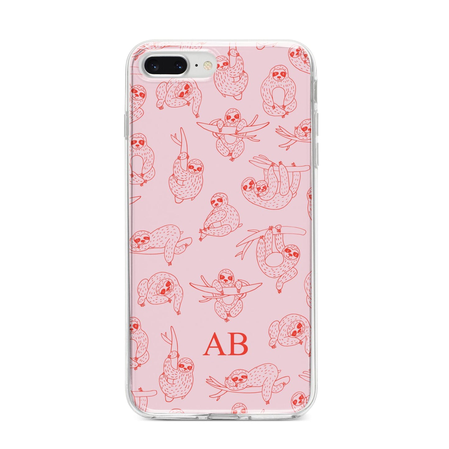 Customised Sloth iPhone 8 Plus Bumper Case on Silver iPhone