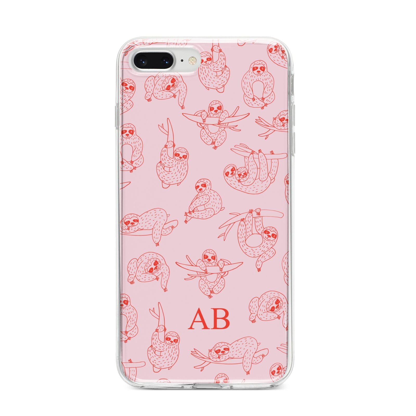 Customised Sloth iPhone 8 Plus Bumper Case on Silver iPhone