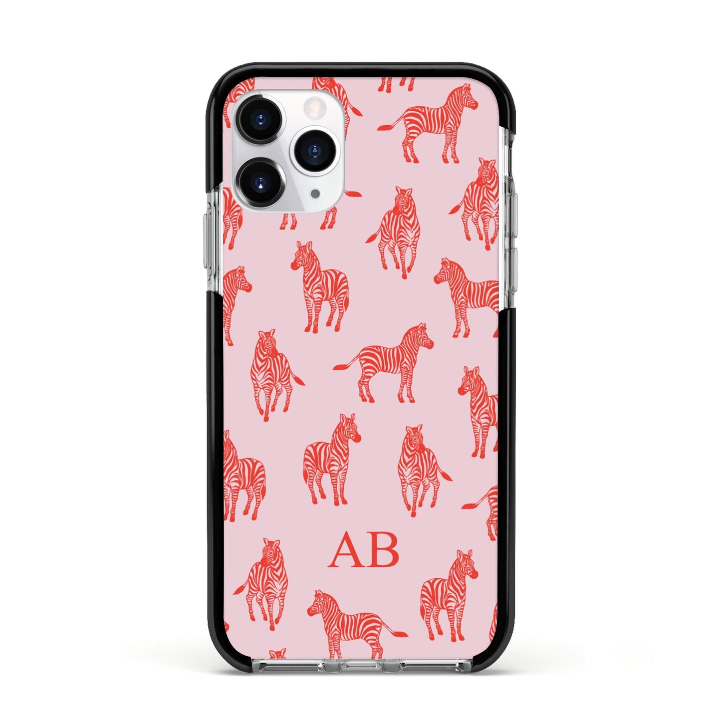 Customised Zebra Apple iPhone 11 Pro in Silver with Black Impact Case