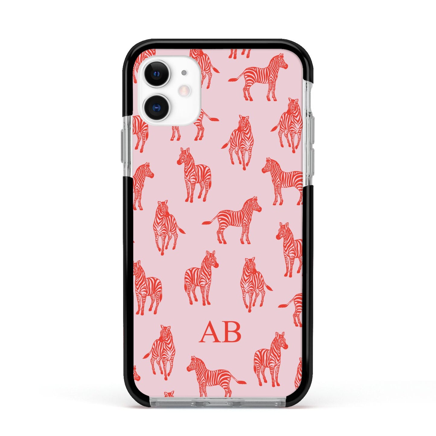 Customised Zebra Apple iPhone 11 in White with Black Impact Case
