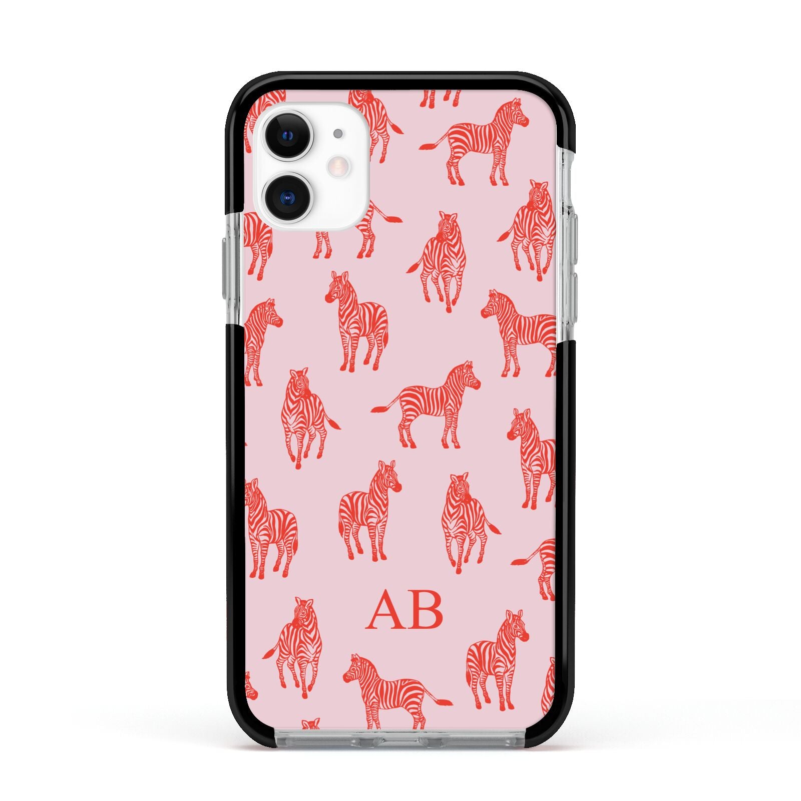 Customised Zebra Apple iPhone 11 in White with Black Impact Case