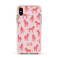 Customised Zebra Apple iPhone Xs Impact Case Pink Edge on Silver Phone