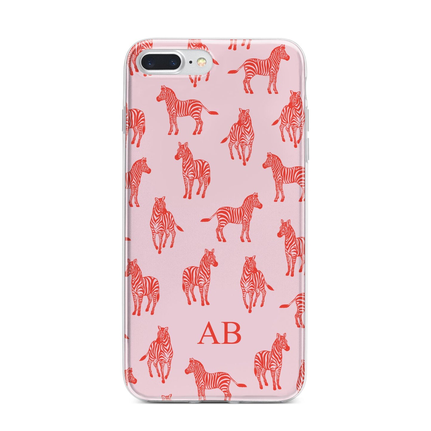 Customised Zebra iPhone 7 Plus Bumper Case on Silver iPhone