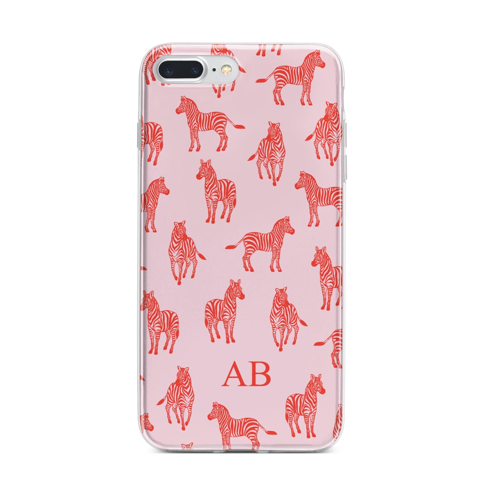 Customised Zebra iPhone 7 Plus Bumper Case on Silver iPhone