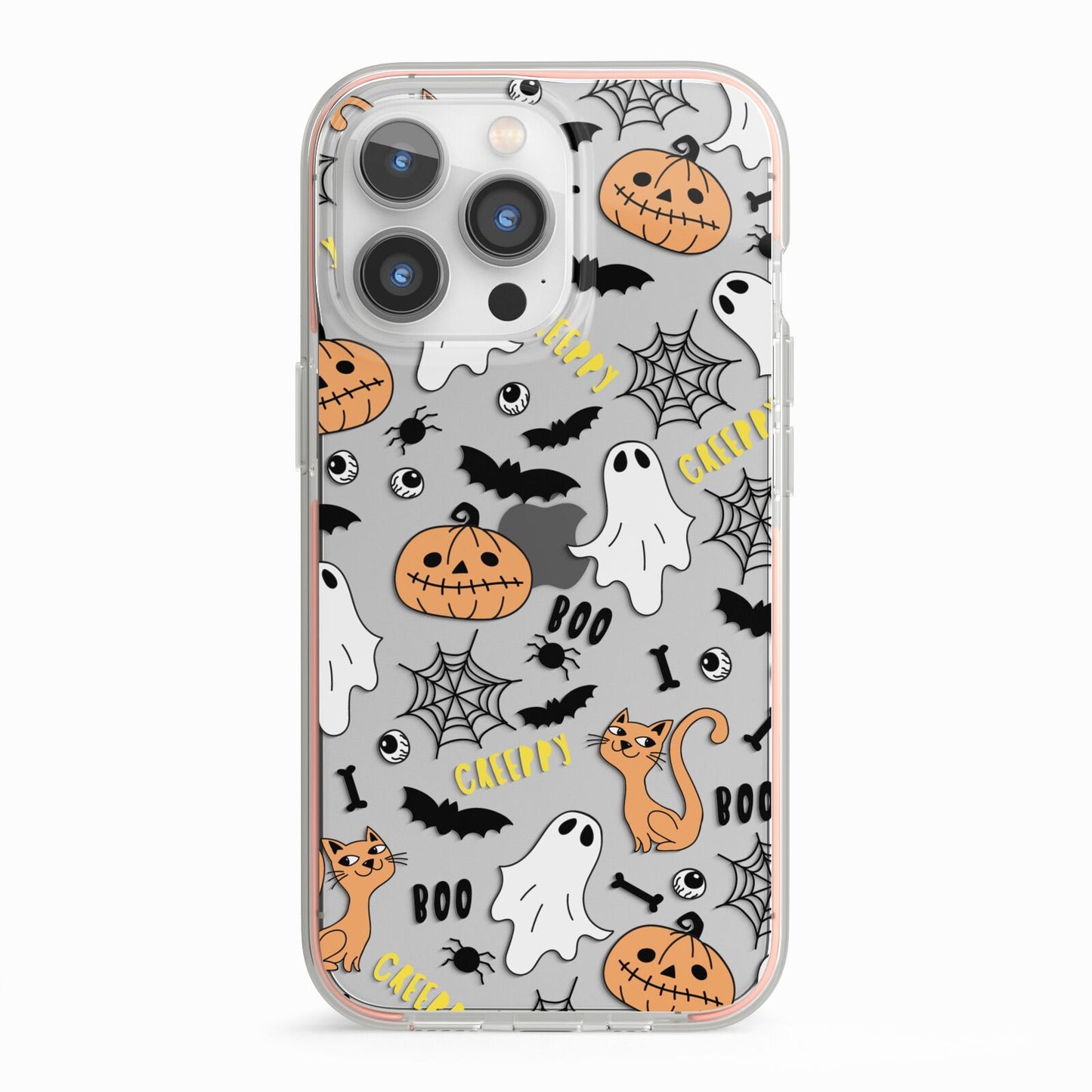 Cute Colourful Halloween iPhone 13 Pro TPU Impact Case with Pink Edges