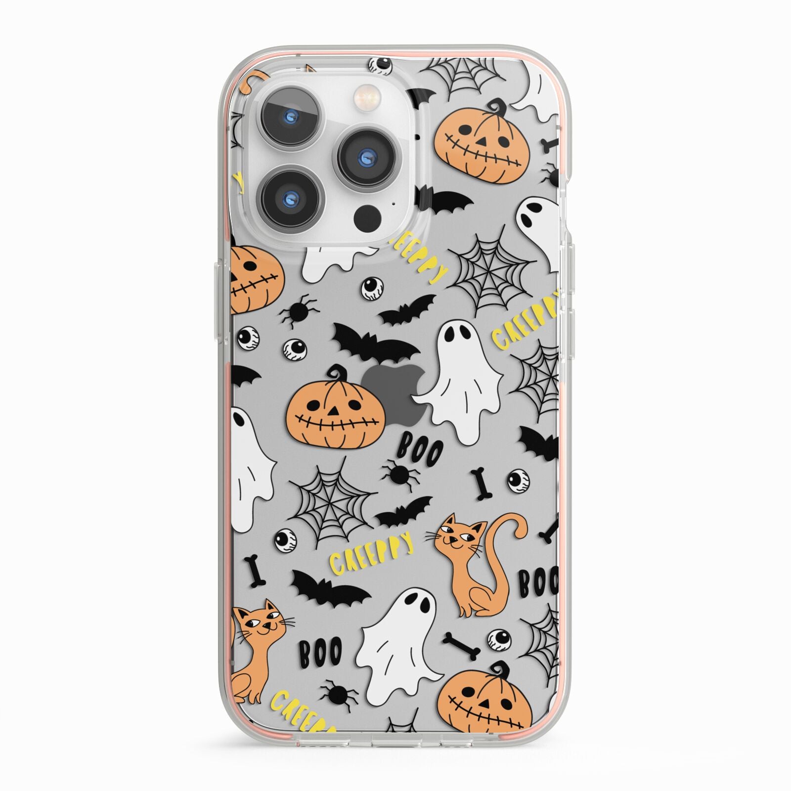 Cute Colourful Halloween iPhone 13 Pro TPU Impact Case with Pink Edges