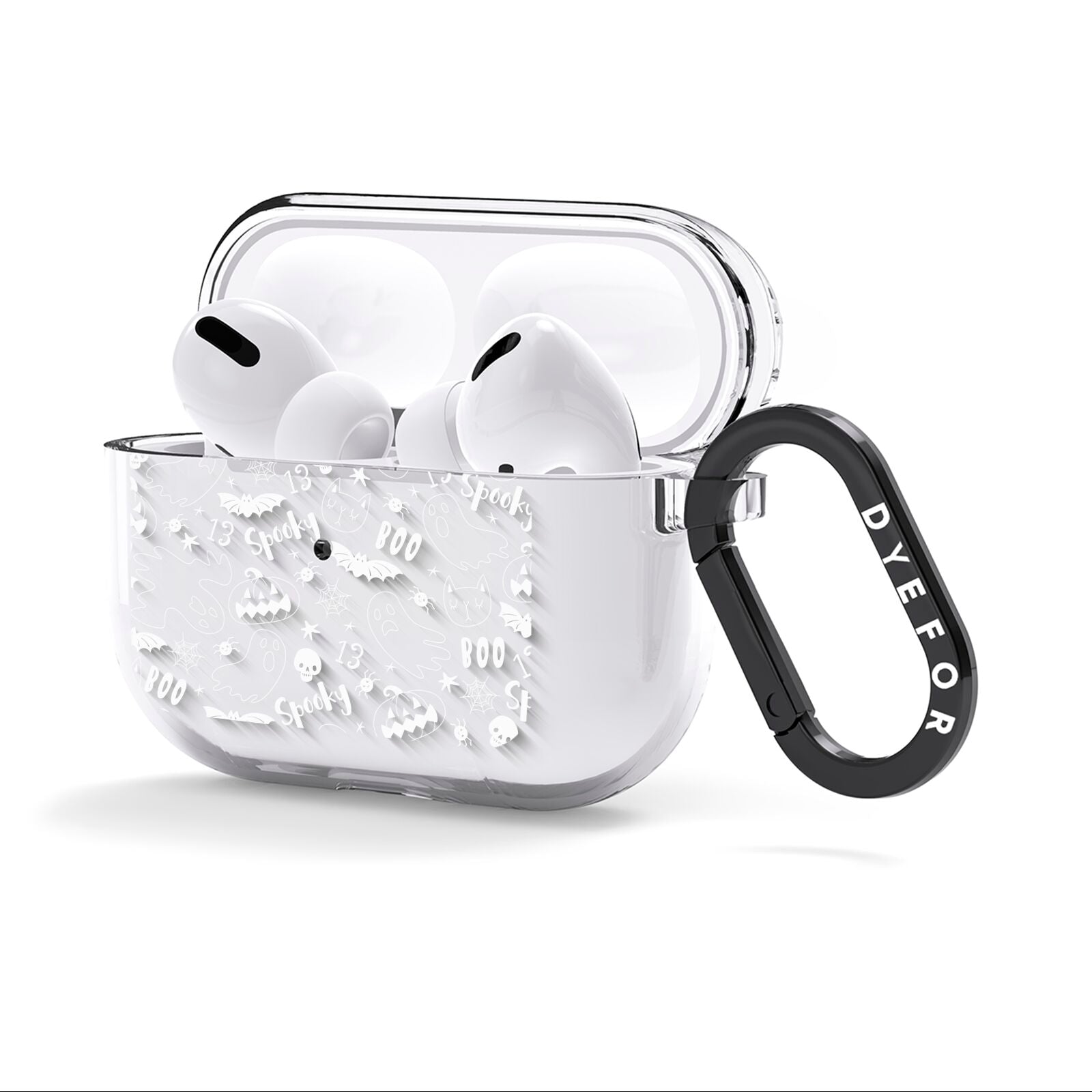 Cute Grey Halloween AirPods Clear Case 3rd Gen Side Image