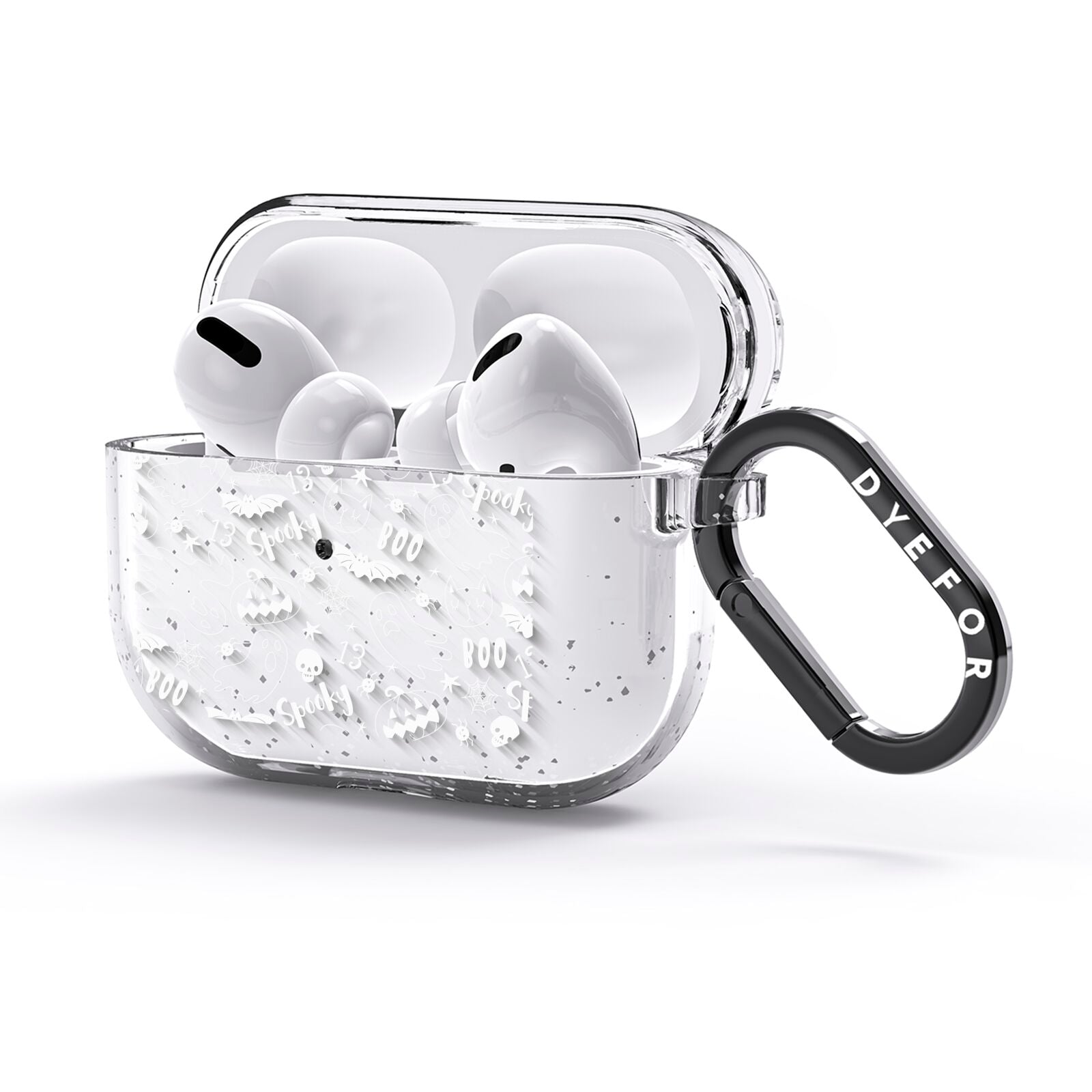 Cute Grey Halloween AirPods Glitter Case 3rd Gen Side Image
