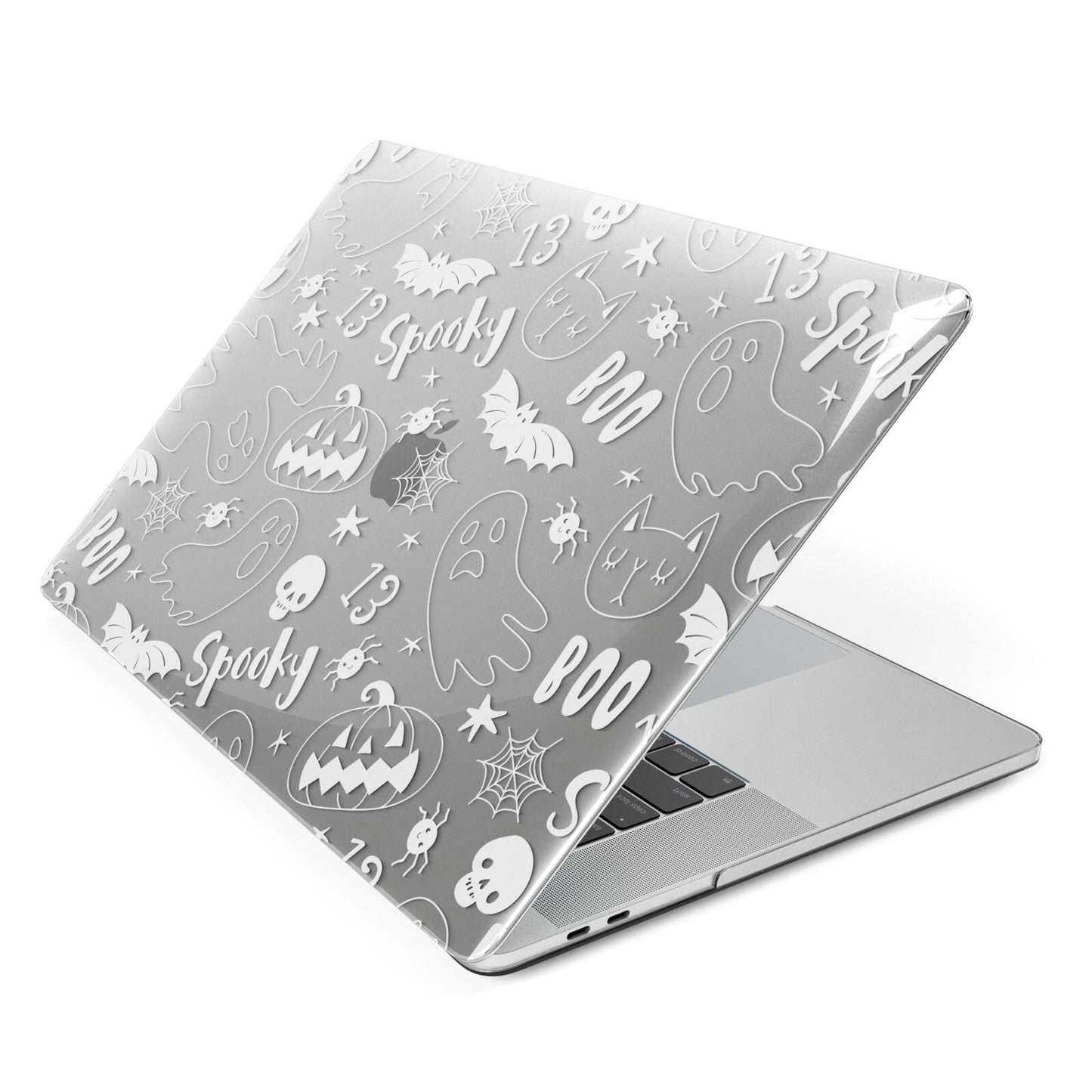 Cute Grey Halloween Apple MacBook Case Side View