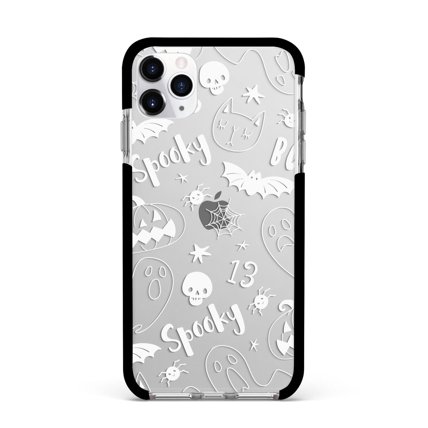 Cute Grey Halloween Apple iPhone 11 Pro Max in Silver with Black Impact Case