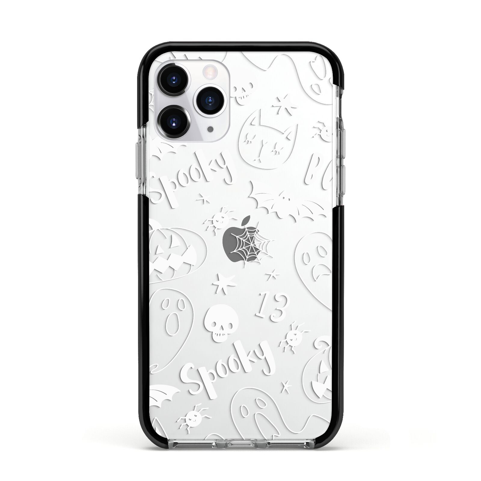 Cute Grey Halloween Apple iPhone 11 Pro in Silver with Black Impact Case