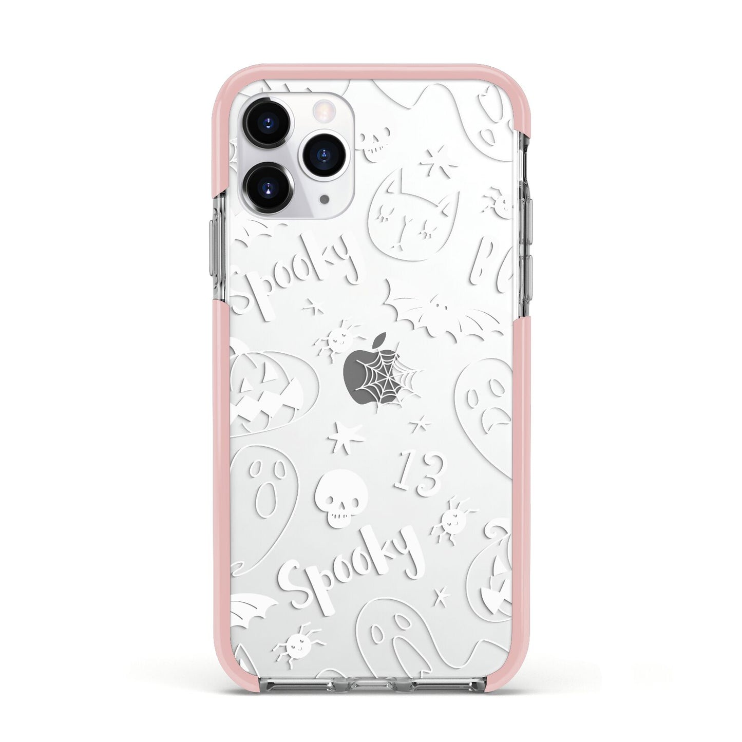 Cute Grey Halloween Apple iPhone 11 Pro in Silver with Pink Impact Case